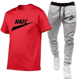 New Summer Men's Tracksuits T Shirt and Pants Two Piece Sets Casual Sports Suit Brand Sportswear jogging Fashion Men Clothing