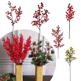 Flores decorativas Propções de decoração caseira de casamentos casamentos de natal árvores vermelhas ramificações de berry diy wreath natal berries plantas artificiais