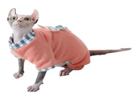 أزياء القط ملابس الشتاء دافئة الكلاب الناعمة القطط الصوف هوديز رومبير sphynx pajamas السترة السترة الملابس For6292436