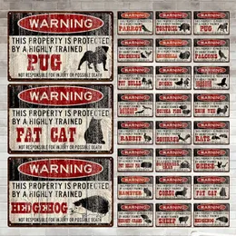 Warning Dogs Targa in metallo vintage Targa in metallo Waining Animal Sign Decorazioni da parete Decorazioni per fattoria Decorazioni per la casa Cuccia per cani Targa personalizzata Targhe in metallo Dimensioni 30X20CM w01