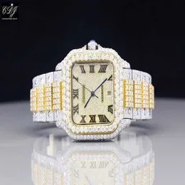 Produttore diretto di alta qualità Moissanite Diamond Stainls Steel Bling Ice out Luxury Diamond Hip Hop Two Tone Watch