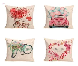 Kuddfodral Valentiner täcker 18x18039039 Valentine039S Day Decorations Throw Pillowcase Linen Cushion Home Decor for CoU7970956