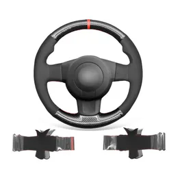 Non-slip Durable Black Suede PU Carbon Fiber Car Steering Wheel Cover Warp for Seat Leon FRCupra MK2 1P206J