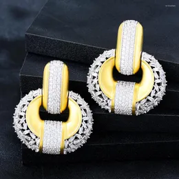 Brincos dangle Godki Nigerian Circle Long Drop for Women Wedding Party Dubai Jóias de Bridal Boucle D'Oreille Femme 2023