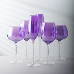 Şarap Gözlükleri Barware Mor Lüks Goblet Ev Şampanya Nordic Stil Kristal Mutfak Yemek Bar 230302