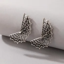 Stud Earrings Gothic Spider Web Drop For Women Punk Ancient Silver Color Goemetry Hollow Alloy Earring Party Jewelry 20784