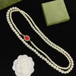 2023 neue Perlenperlen Halsketten Herren- und Frauen gleiche lange Pulloverkette für Hochzeitsfeierliebhaber Geschenkschmuck Schmuck