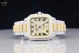 ZFAU -tillverkare Direkt högkvalitativ Moissanite Diamond Stainls Steel Bling Ice Out Luxury Diamond Hip Hop Two Tone Watch81n9