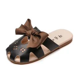 Slipper 2020 Fashion Kids Girls Slippers Summer Shoes Home Outdoor Bow Sandals Slippers Children Girl Slides Cow Muscle Sole T230302