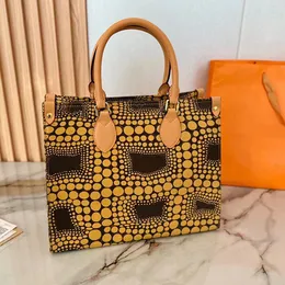 L 23SS X YAYOI KUSAMA Çok renkli nokta omuz çantaları Serisi Speedys 25 Yan Bagaj Kutusu Pochette Totes S-Lock Jacquard Monogramlar Kova Ontheo Çanta