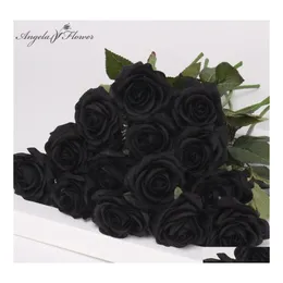 Araba DVR dekoratif çiçek çelenkleri PU gerçek dokunmatik yapay siyah gül ipucu muhteşem lateks çiçek organları düğün sahte dcor ev parti notu dhfjx