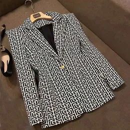 Feminino ternos blazers marca maré marca retrô designer de moda labirinto jaqueta de terno de terno leão de peito único slim plus size feminino A13188