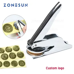 Zonesun Craft Tools Design Customize Logo 엠보싱 씰 스테인리스 스틸 스탬프 사무실 버스 사업 문서 및 종이 비교 이름 카드