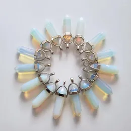 Anhänger Halsketten 2023 24PCS Mode Opal Natural Stones Hochwertige Säulenanhänger für die Herstellung von Schmuckanhörungen