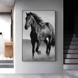 Nordic Modern Black Horse Animal Art Art Raluas Plakaty i druk sztuki ścienne do salonu Dekor w domu (bez ramy)