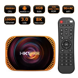 HK1 RBOX X4 Android 11 TV Box Amlogic S905X4 8K 32G 64G 128GB 3D WiFi 2.4G 5G 지원 Google 플레이어 스마트 세트 상단 상자