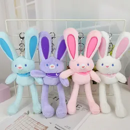 New Pulling Ears Rabbit Plush Doll Chain Soft Stuffed Toys Schoolbag Pendant Gifts for Girls Baby Sleeping Toys