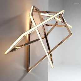 Wandlampen moderne Luxusgold -LED -Lampe Geometrische Treppe Gang TV Edelstahl Leichtes Schlafzimmer Wohnzimmer Wohnzimmer Dekor Schicht
