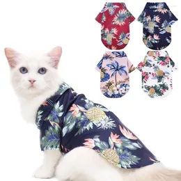 Kattdräkter hawaii husdjurskläder blommor skjorta sommarstrand valpkläder för små hundar katter casual t chihuahua