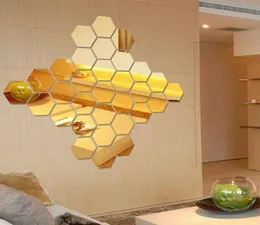 Зеркала 12pcs 3D зеркало наклейка на стенах шестигранника наклейки на домашний декор.