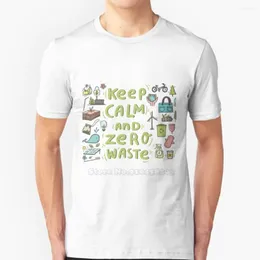 Magliette da uomo Keep Calm And Zero Waste Shirt Summer Fashion Casual Cotton Round Neck Bio Bottle Concept Container Eco Plant