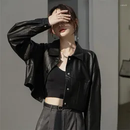 Kurtka dla kobiet Kobiet Kobiet Autumn Winter 2023 Korean Ins Fashion Lapel Short PU Motocyklowe odzież Trend JD2225