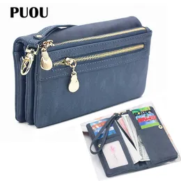 Geldbörsen PUOU 2020 Fashion Zipper Geldbörsen Damen Geldbörsen Umschlag Lange Brieftasche Frauen Lange Abschnitt Kupplung Brieftasche Weiche PU Leder Geld bagL230303