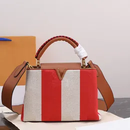 El çantası 2023 yeni omuz lüks ekleme renkli şerit marka tasarımcısı alışveriş çantası çapraz açıklık çanta cüzdan tasarımcısı kadın 230812