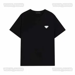 Designer-Luxus-Sommer-Prads-T-Shirt, klassisches umgekehrtes Dreieck, schwarzes Etikett, Modedruck, Herren- und Damenpaar, kurze Ärmel, runder Kragen