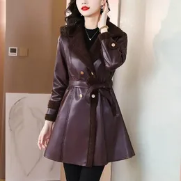 여자 자켓 가죽 코트 여자 2023 겨울 모피 줄 이린 재킷 중년 어머니의 패션 두꺼운 chaqueta mujer elegante