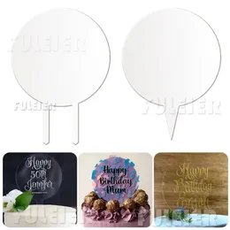 Other Event Party Supplies 15cm Round Acrylic Cake Toppers Clear Blank Circle DIY Topper for Wedding Birthday Decorations Tools 230302