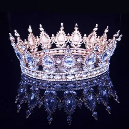 Vintage barock Queen King Bride Tiara Crown For Women Huvudbonad Prom Bröllop Tiaror och Kronor Brud Hår Smycken Accessor313N