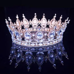 Vintage Barock Königin König Braut Tiara Krone Für Frauen Kopfschmuck Prom Braut Hochzeit Tiaras und Kronen Braut Haar Schmuck accessor313N