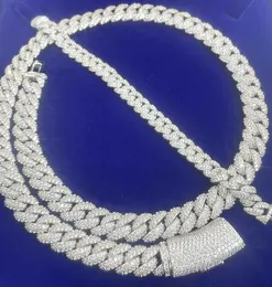 Design de moda 9mm de 13 mm de largura de largura Moissanite Diamond Silver Cuban Link Colar/Bracelet Chain for Rapper Hiphop Jewelry
