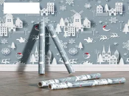 Papéis de parede séries de Natal adesivos de parede Janela cena de fundo decoração papel de parede de parede Autoadesivo PVC5892936