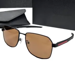 2023 Desi Men Rabon Pilot Solglasögon UV400 Polariserad W54 57-18-140 Big Square Frame Metal Grey Brown Gelgasses Silicera-Gel Sporty Leg Goggles Fullset Case