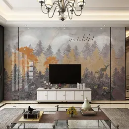 Wallpapers Custom Mural Wallpaper Modern 3D Forest Bird Marble Po Wall Paper Living Room TV Sofa Bedroom Background Papel De Parede
