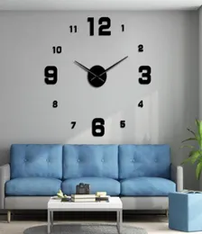 Wall Clocks Large Frameless Mute DIY Clock Mirror Number Stickers Modern Non Ticking Giant Watch For Living Room Bedroom Kitchen3502682