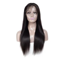 Малайзийские человеческие волосы, парики спереди, 10-32 дюйма, натуральный цвет, шелковистый прямой парик, средняя свободная часть