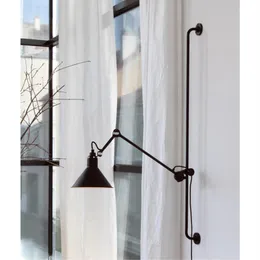 Retro Sconce Nordic Industrial Wall Lampe Light mit Steckdose für Schlafzimmer Wohnzimmerstudium Loft Black 110V 220V E272778
