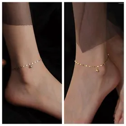 Anklets 925 Sterling Silver Transfer Bead Anklet Simple 2023 Fashion Light Luxury Foot Chain Female Summer Jewelry