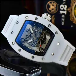 Orologio al quarzo Crime Quadrante Lavoro Tempo libero Moda Scansione Tick Sport Orologi da uomo di lusso Moda uomo Scheletro Cinturino in gel di silice276T