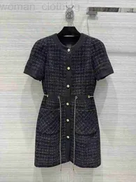 designer 2022 New Autumn Winter Dresses Print Tweed Designer Dress Brand Same Style Sundress OIG6