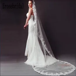 신부 베일 Erosebridal 2023 도착 3 미터 레이스 긴 꼬리 가루 베일 베일 요정 뷰티 커버 웨딩 성당