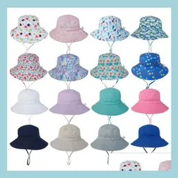قبعات القبعات طفل دلو قبعة الأطفال شمس فيشر جولة أعلى واسعة الحافة الصياد قبعة الفتيان الفتيات الصيف شاطئ عارضة الأطفال هدية أزياء DHGML