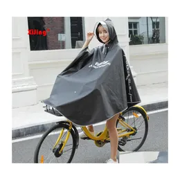 car dvr Raincoats High Quality Mens Womens Cycling Bicycle Bike Raincoat Rain Cape Poncho Hooded Windproof Coat Mobility Scooter Er T200117 Dhg4M