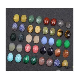 Stone 13X18Mm Flat Back Assorted Loose Faceted Oval Cab Cabochons Beads For Jewelry Making Healing Crystal Wholesale Drop Delivery Dhfiq