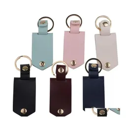 Jewelry Leather Keychains Pendant Sublimation Blank Aluminum Alloy Car Key Ring Heat Transfer Diy Decorative Keychain 6 Colors Drop Dhrj5