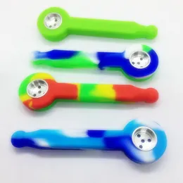 Cool Mini Silicone Filter Pipes Portable Innovative Design Dry Herb Tobacco Metal Bowl Easy Clean Colorful Cigarette Holder Tube Handpipes
