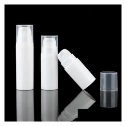 Förpackningsflaskor 5 ml 10 ml vit luftlös lotionpump Mini Prov och testflaskbehållare Kosmetisk förpackning RH0578 Drop Leverans av DHFDM